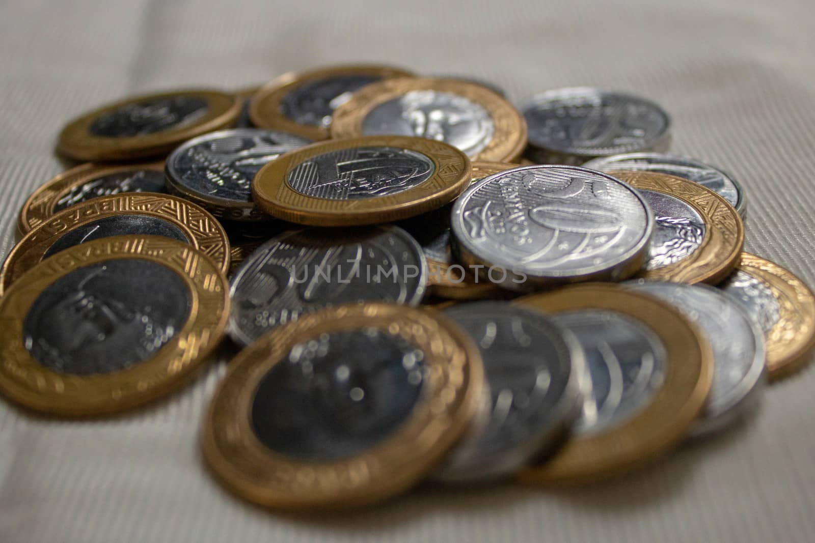 A coin pile of brazilian reais