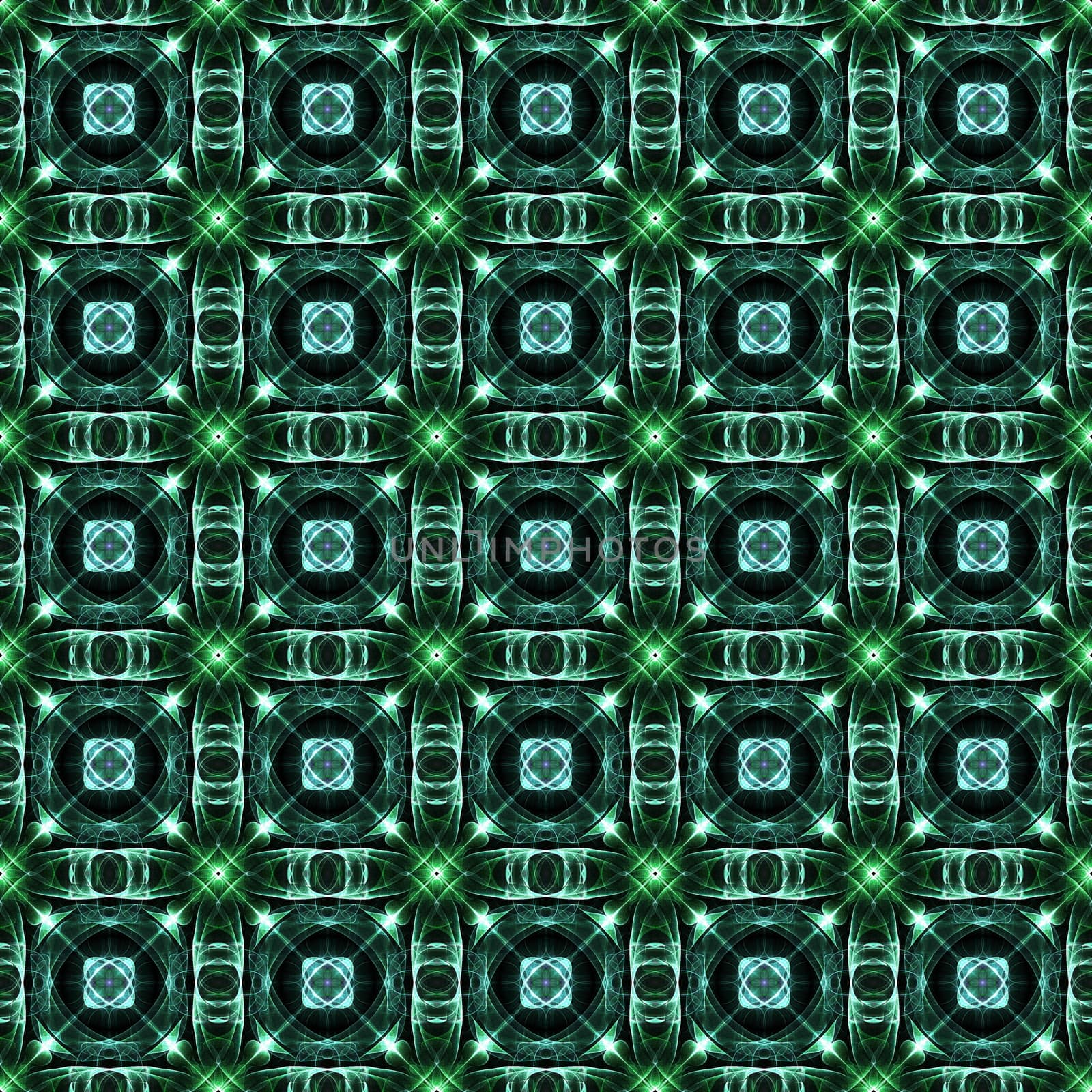 Drawing of Fractal seamless pattern in green colors