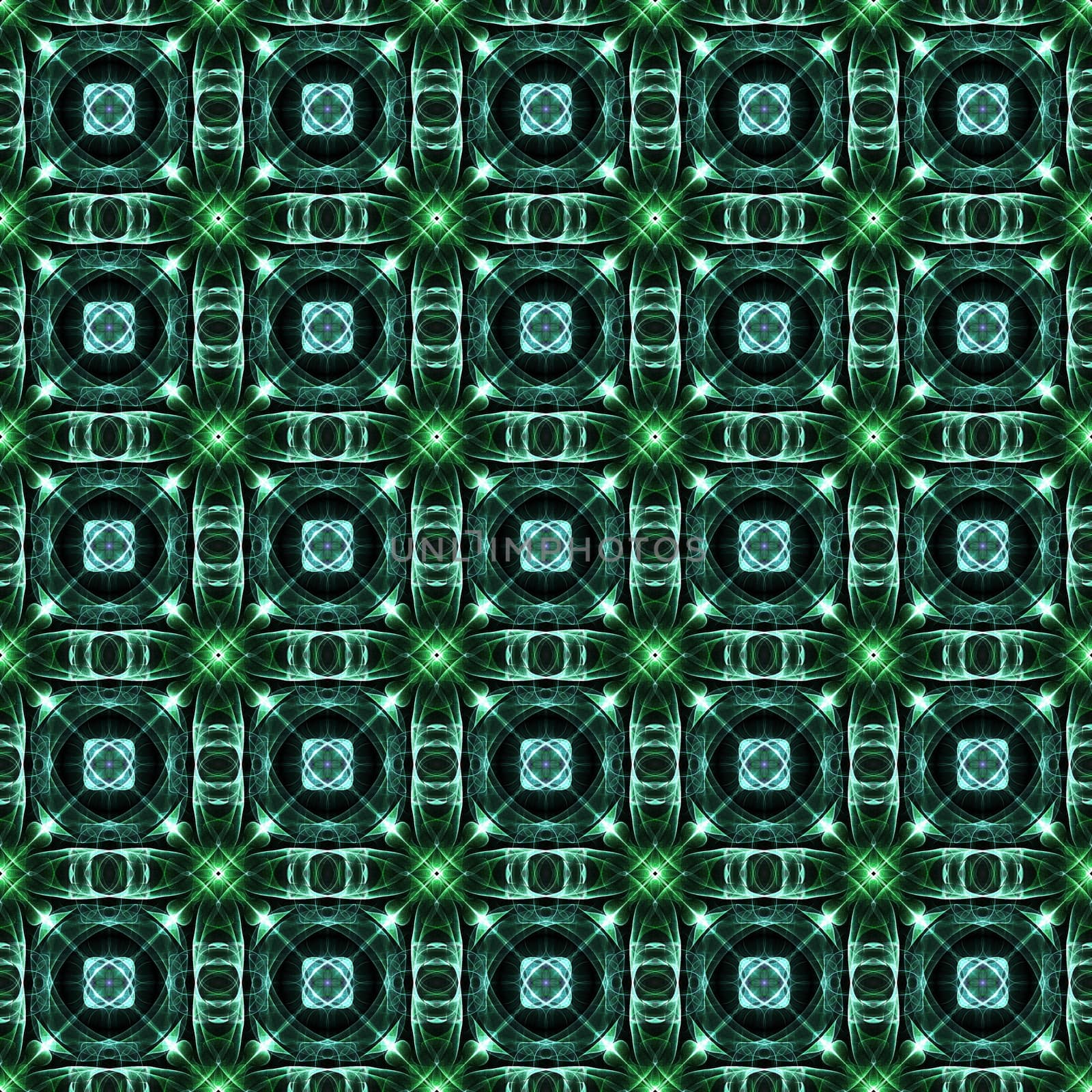 Drawing of Fractal seamless pattern in green colors