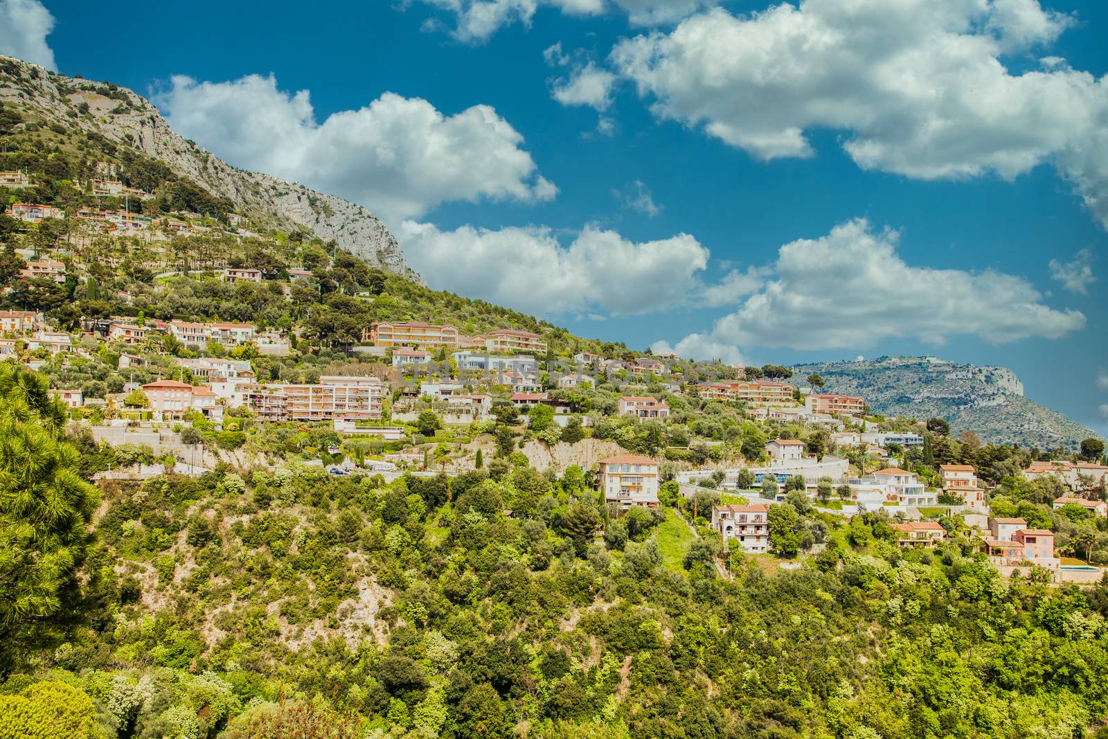 Many Houses on Eze Hillside by dbvirago