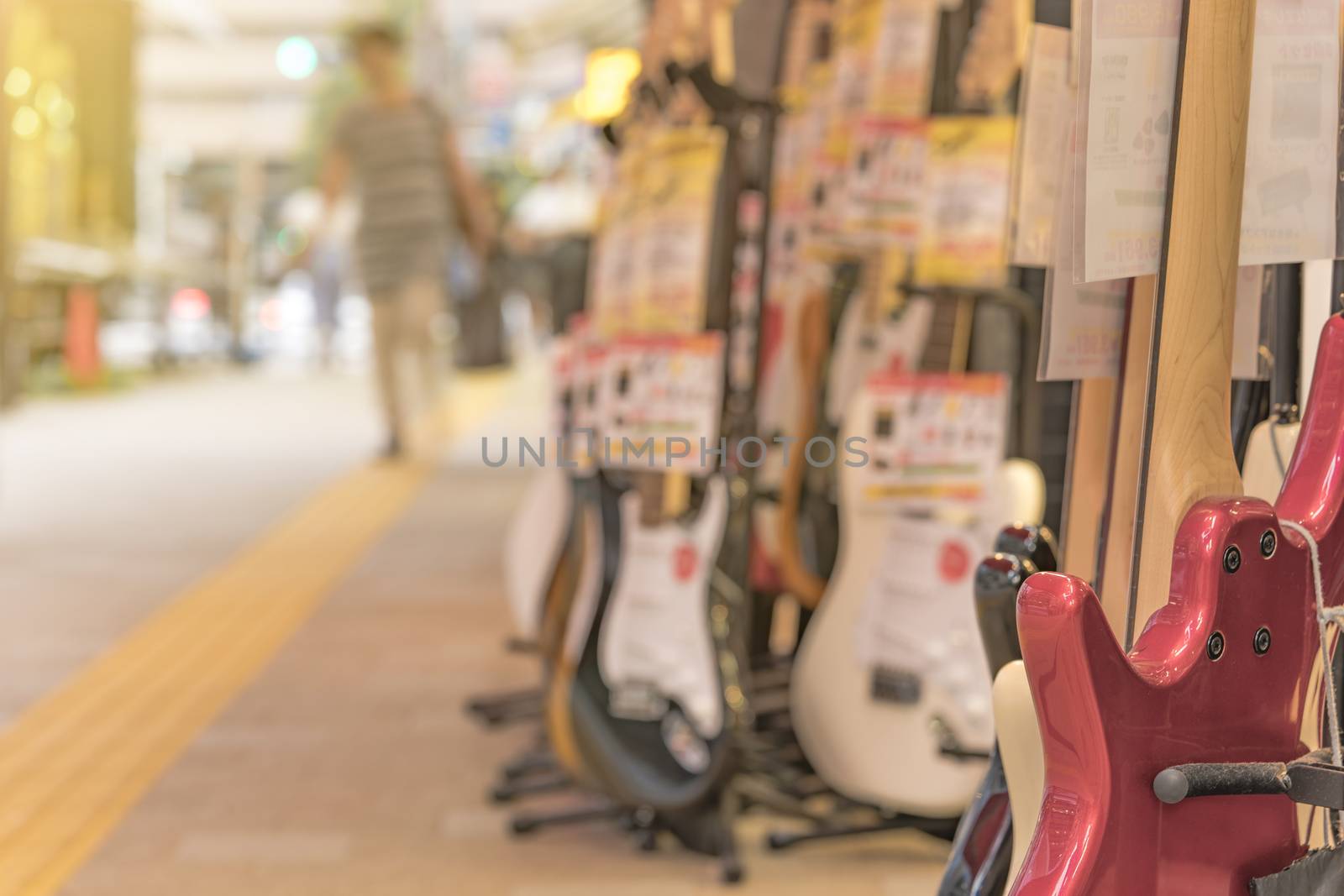 Ochanomizu district in Tokyo close to Meiji University whose main street known as Guitar Street, which is lined on both sides with guitar shops, violin shops or saxophone shops.