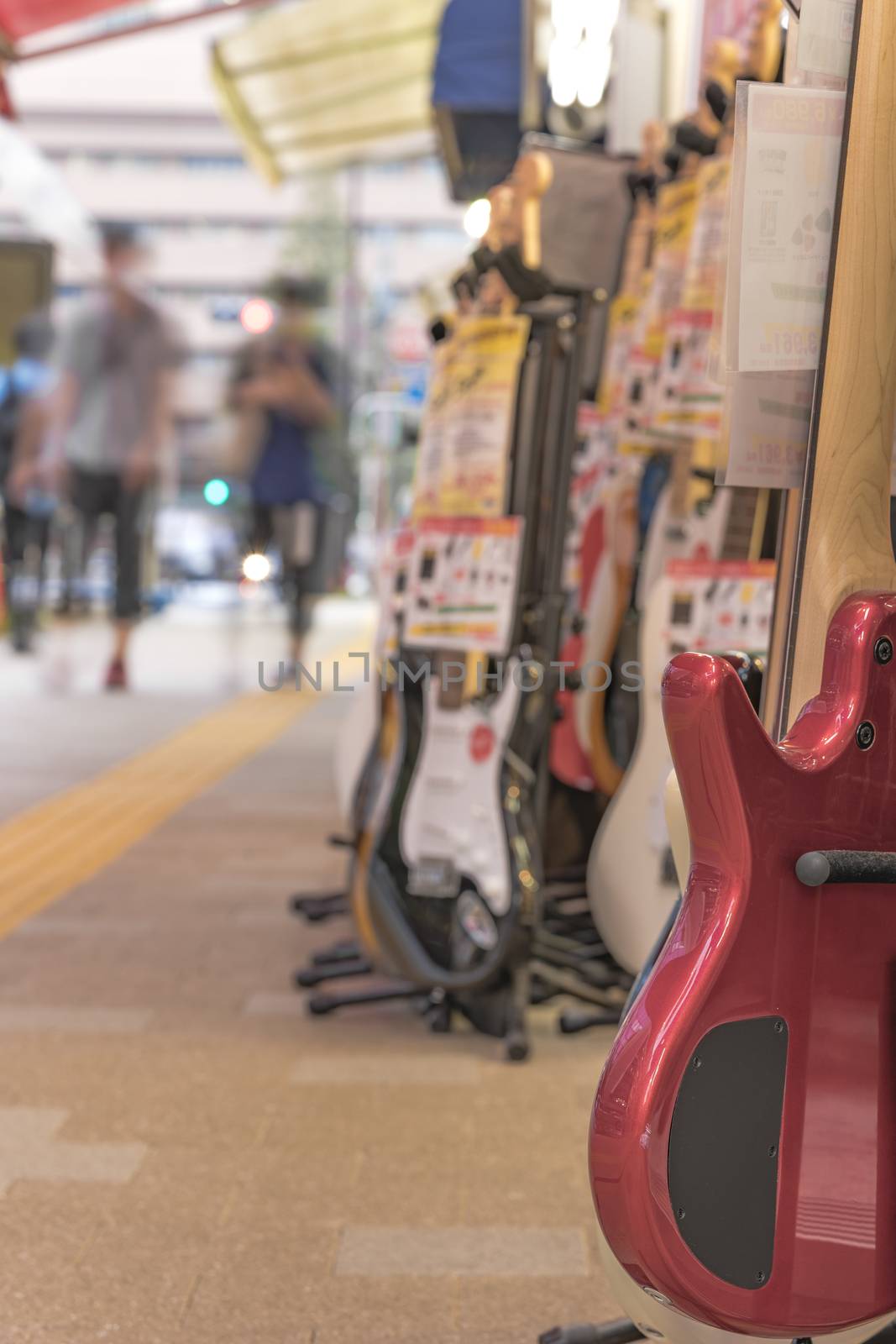 Ochanomizu district in Tokyo close to Meiji University whose main street known as Guitar Street, which is lined on both sides with guitar shops, violin shops or saxophone shops.