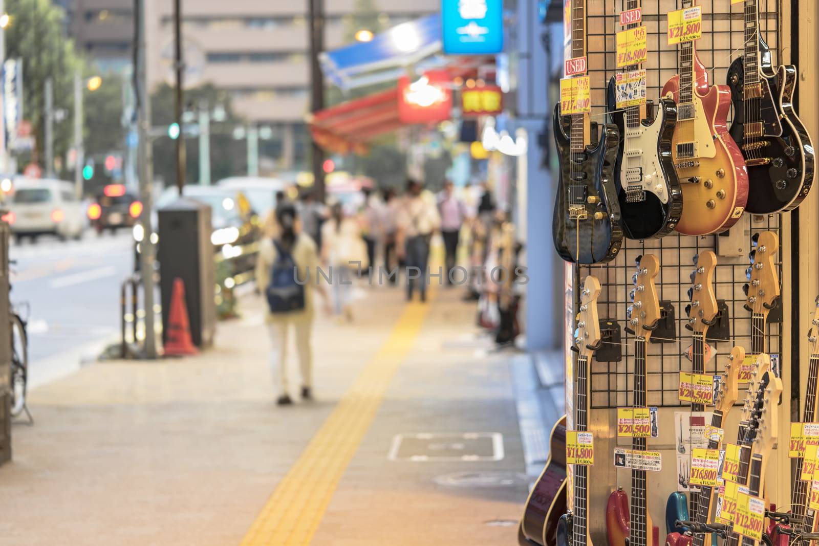 Ochanomizu district in Tokyo close to Meiji University whose main street known as Guitar Street, which is lined on both sides with used guitar shops, violin shops or saxophone shops.