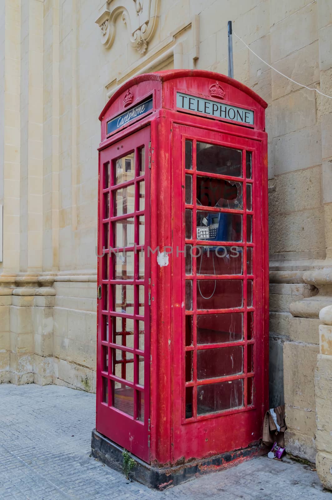 Telephone booth in the capital of Malta, Valletta