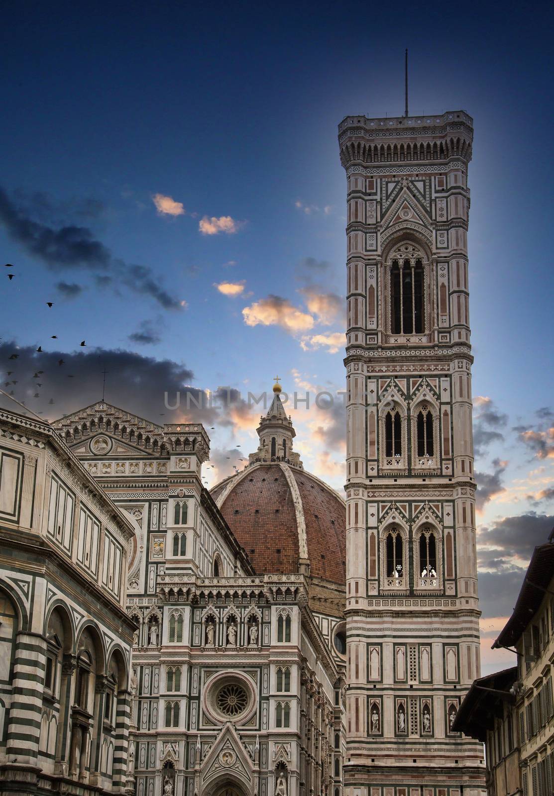 View of Old Massive Church in Florence, Italy, Il Duomo