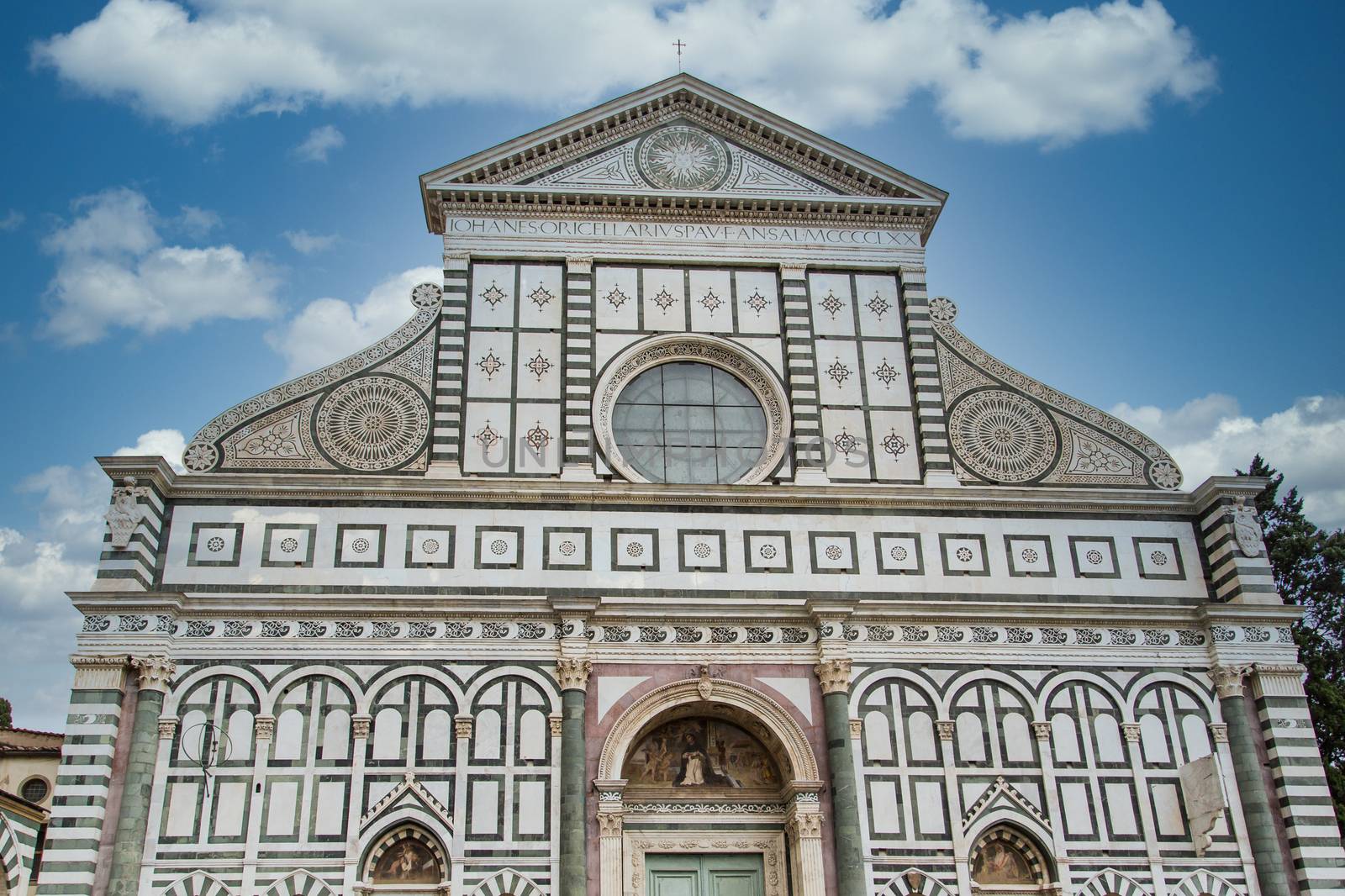 Facade of the old church of Santa Maria Novello in Florence, Italy