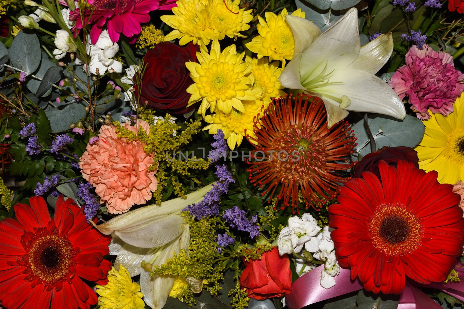 A beautifully vibrant flower arrangement bouquet frame, South Africa