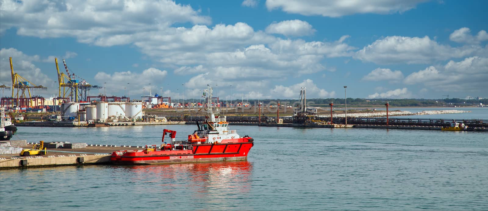 Red Rescue Boat near Civitavecchia by dbvirago