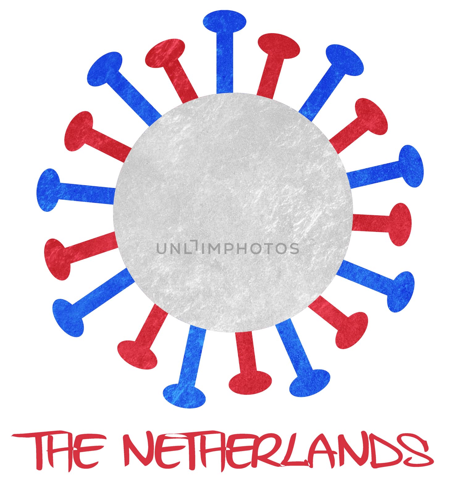 The dutch national flag with corona virus or bacteria by michaklootwijk