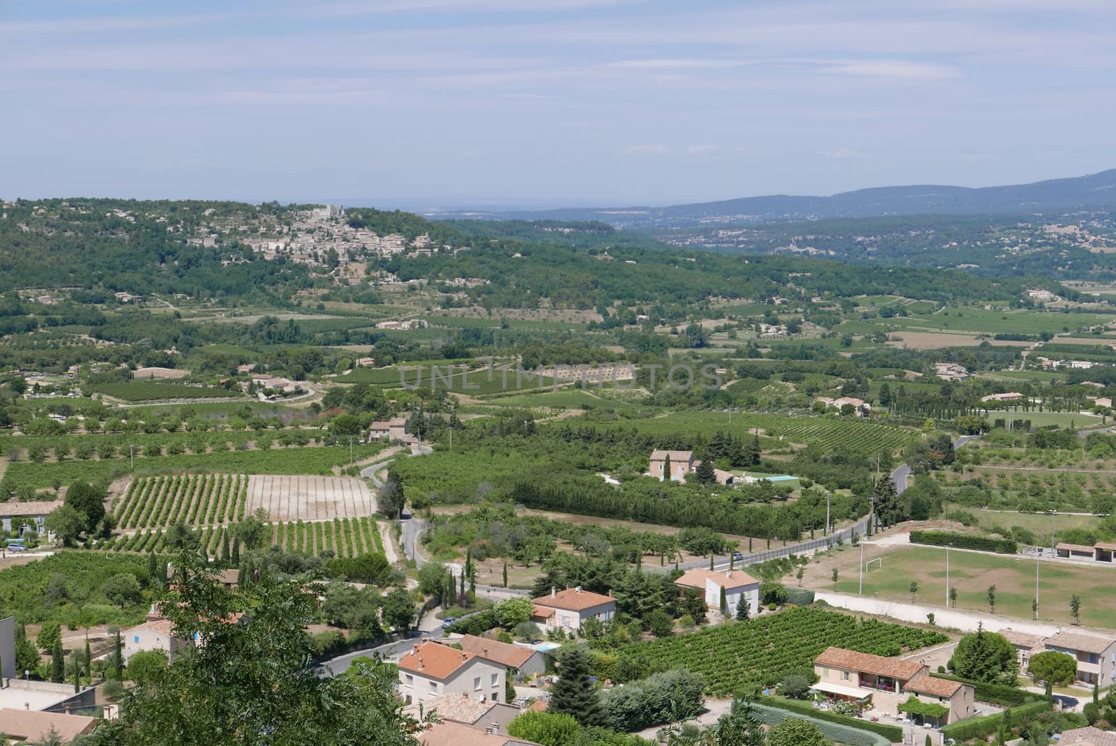 village of vaucluse, roussillon and bonnieux between vineyard and village, France