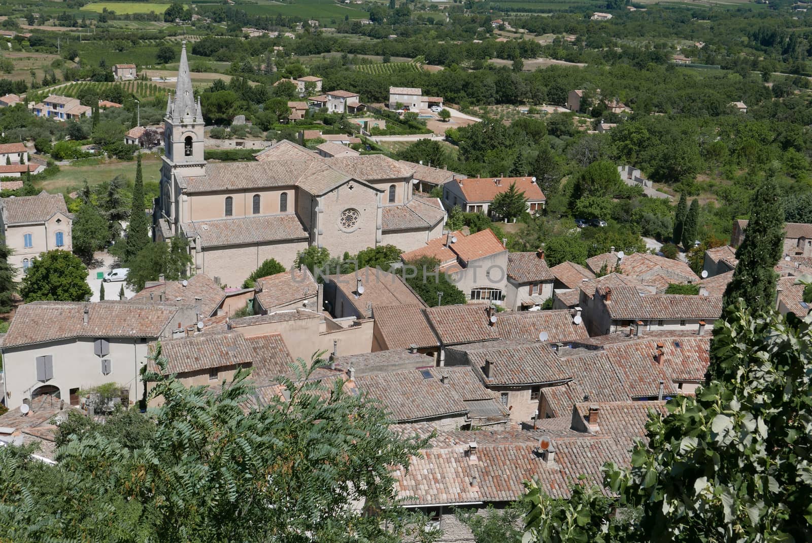 village of vaucluse, roussillon and bonnieux between vineyard and village, France