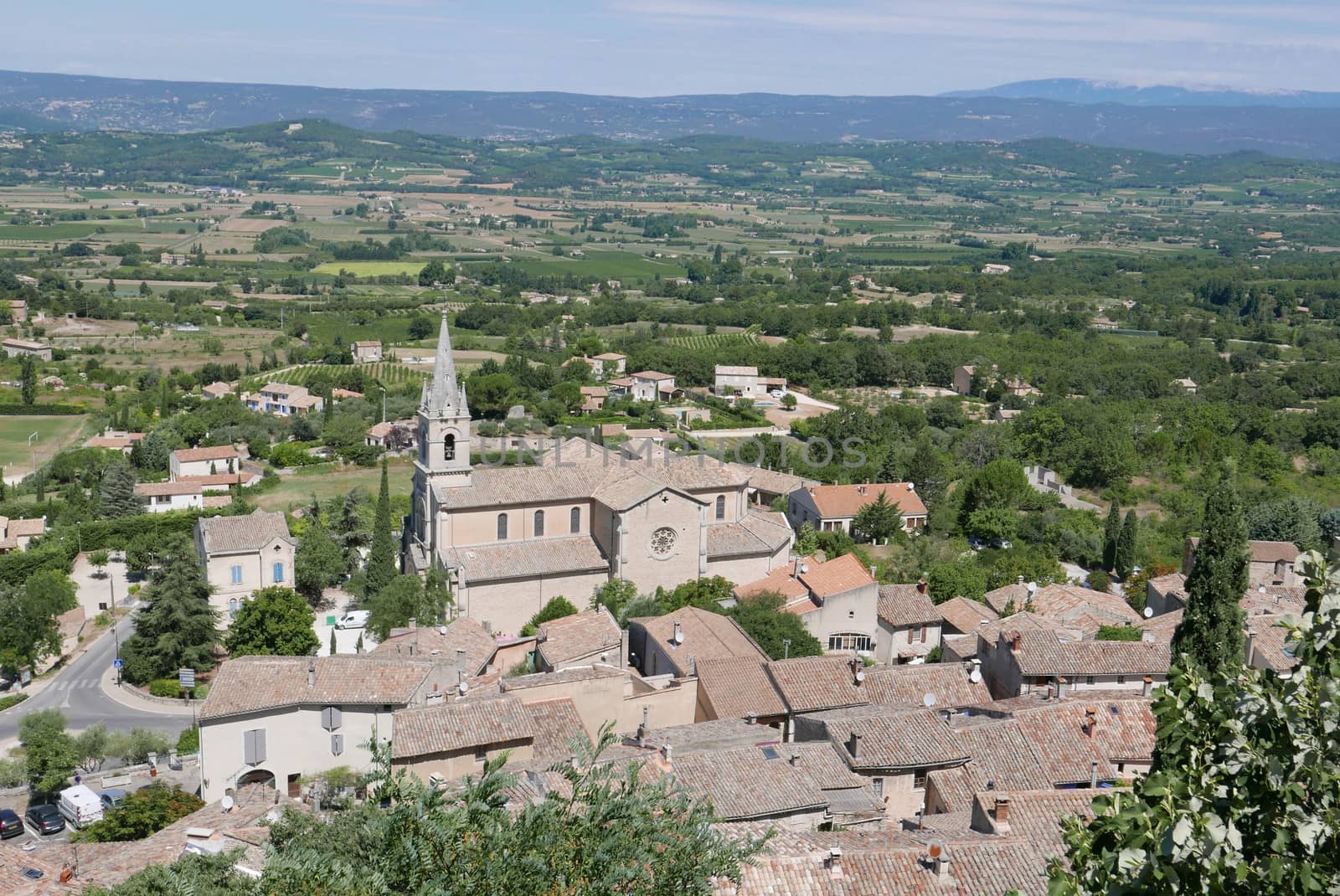 village of vaucluse, roussillon and bonnieux between vineyard and village, France
