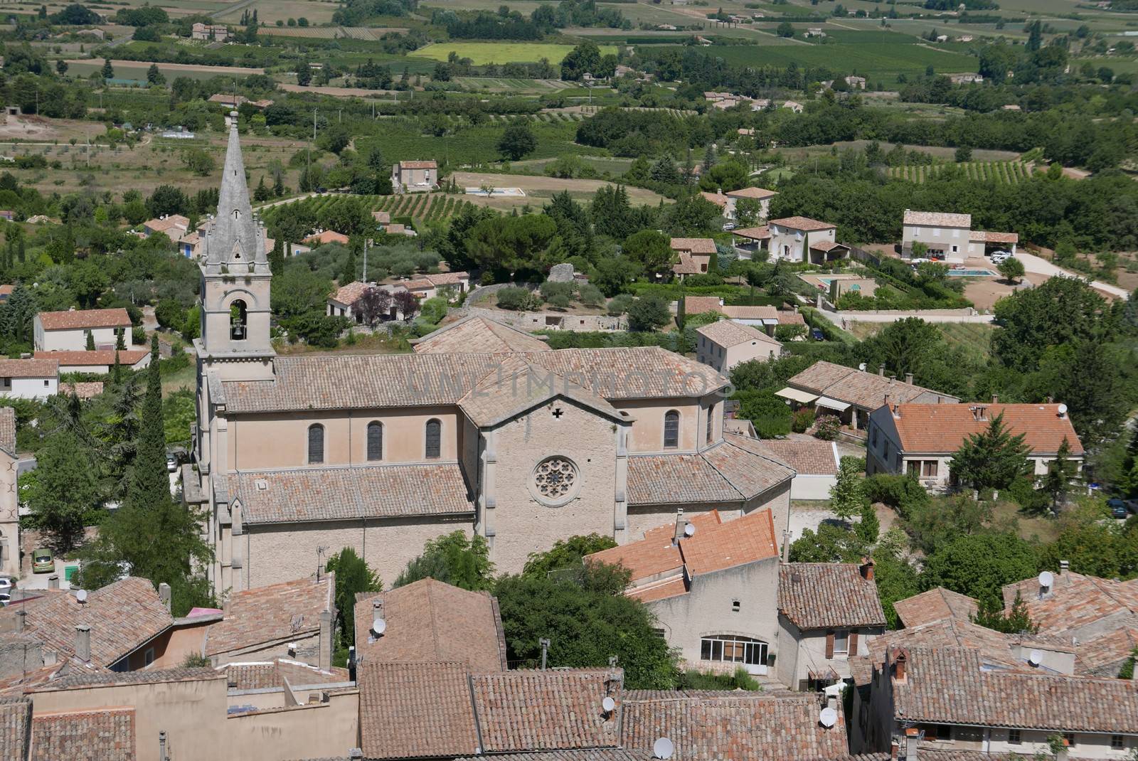 village of vaucluse, roussillon and bonnieux between vineyard and village, France