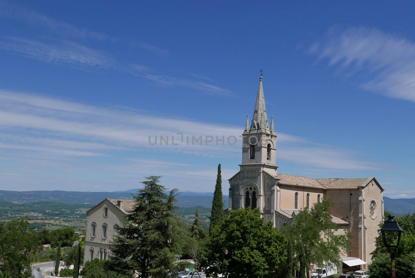 village of vaucluse, roussillon and bonnieux between vineyard and village, France