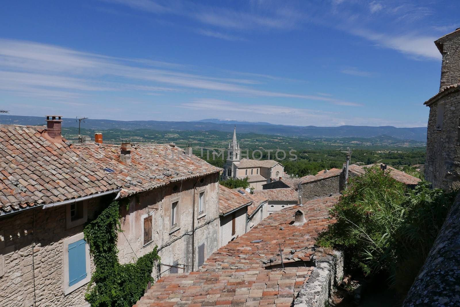 village of vaucluse, roussillon and bonnieux between vineyard and village, France