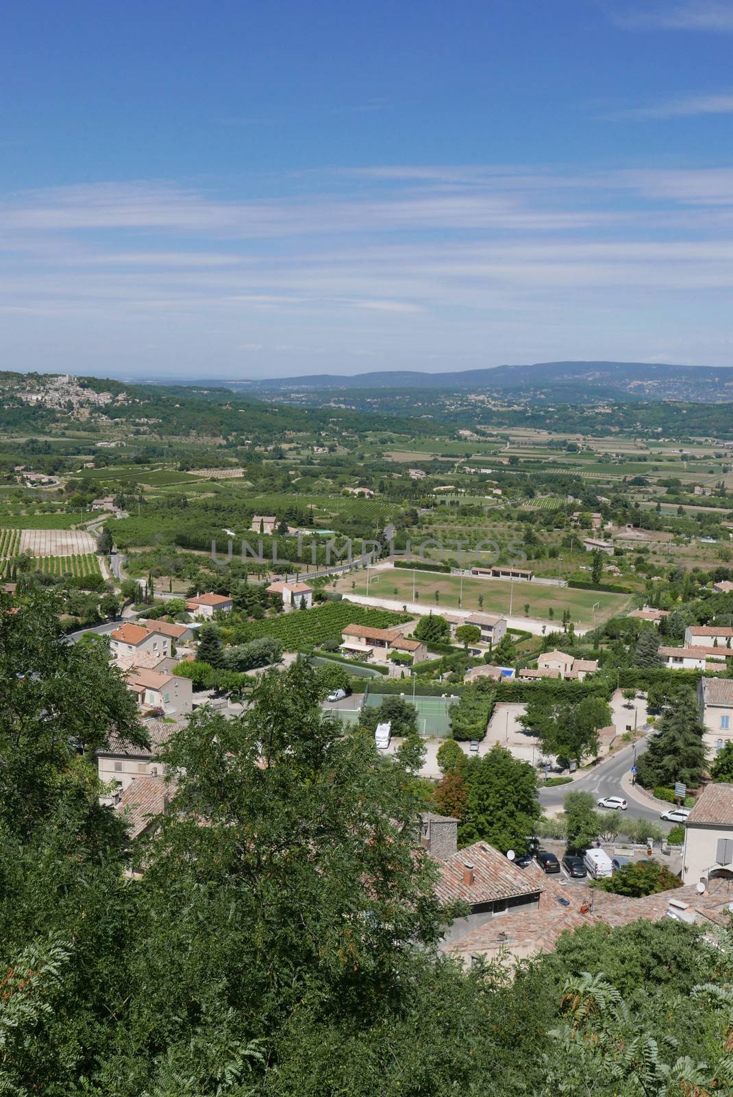 village of vaucluse, roussillon and bonnieux between vineyard and village, France