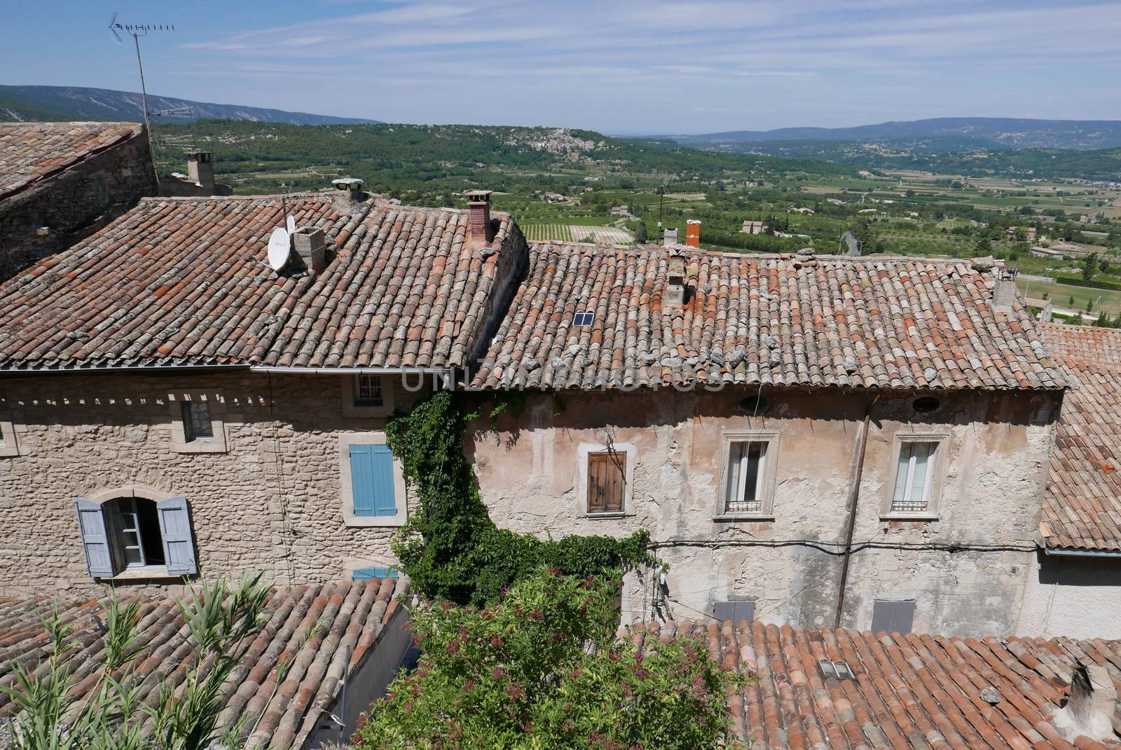 village of vaucluse, roussillon and bonnieux between vineyard and village, France