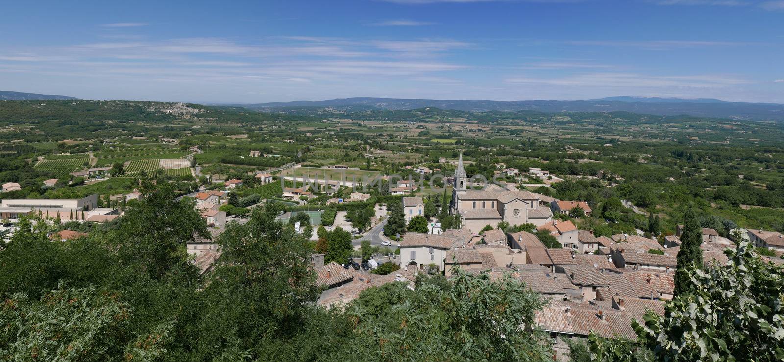 village of vaucluse, roussillon and bonnieux between vineyard and village, France