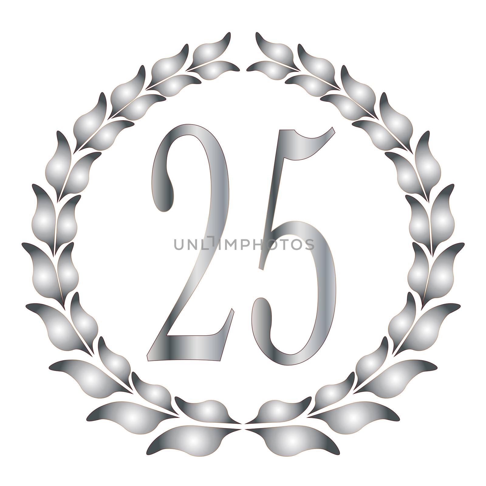 A 25th anniversary laurel over a white background