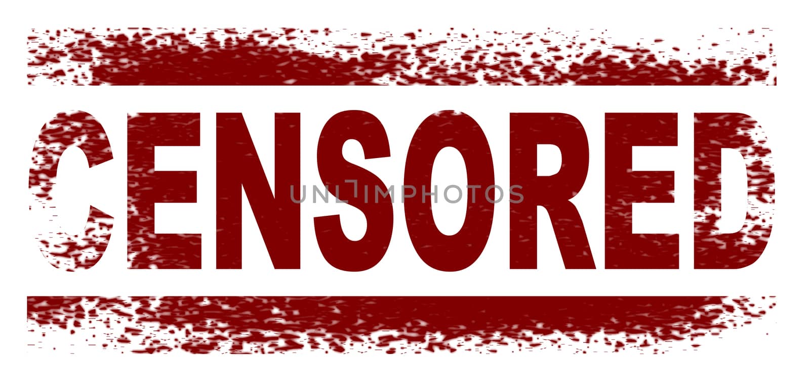 A censored rubber stamp over white with grunge effect