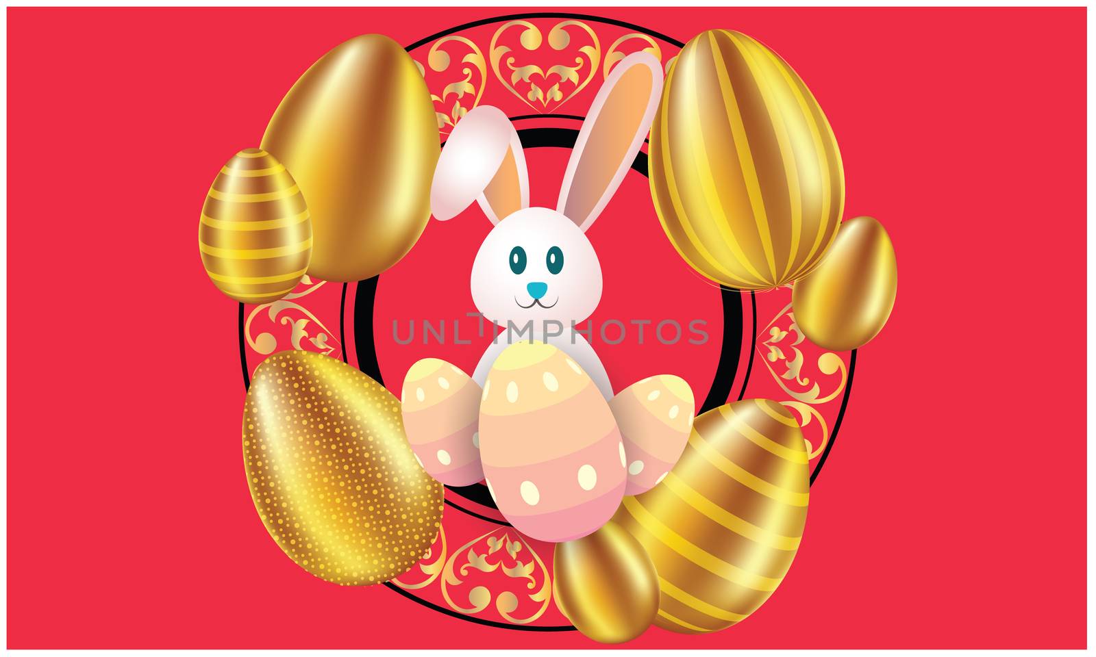 Easter day template with toy and egg on  natural background by aanavcreationsplus