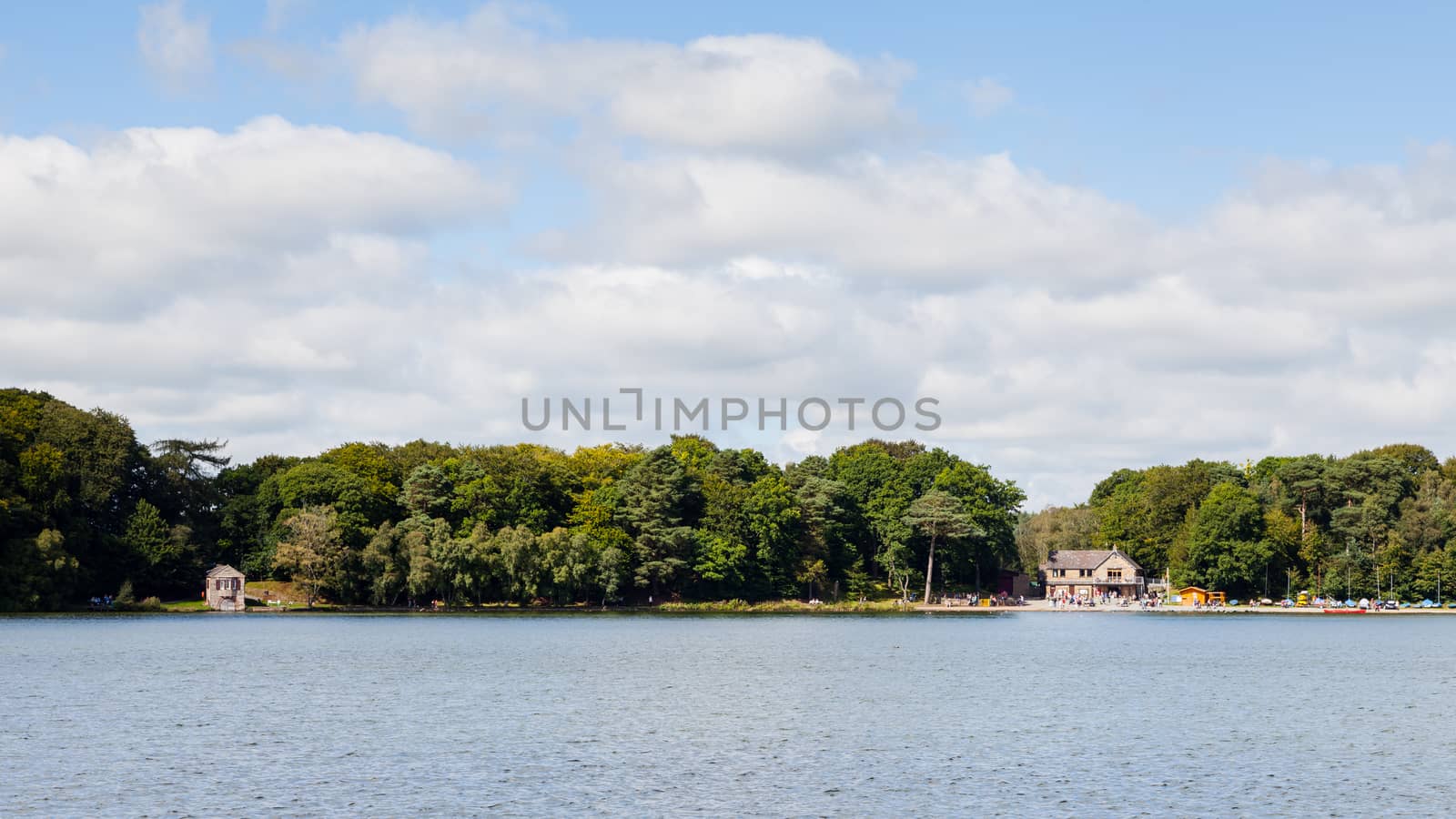The view across Talkin Tarn, Cumbria in northern England.  The tarn is a glacial lake and country park close to the town of Brampton.