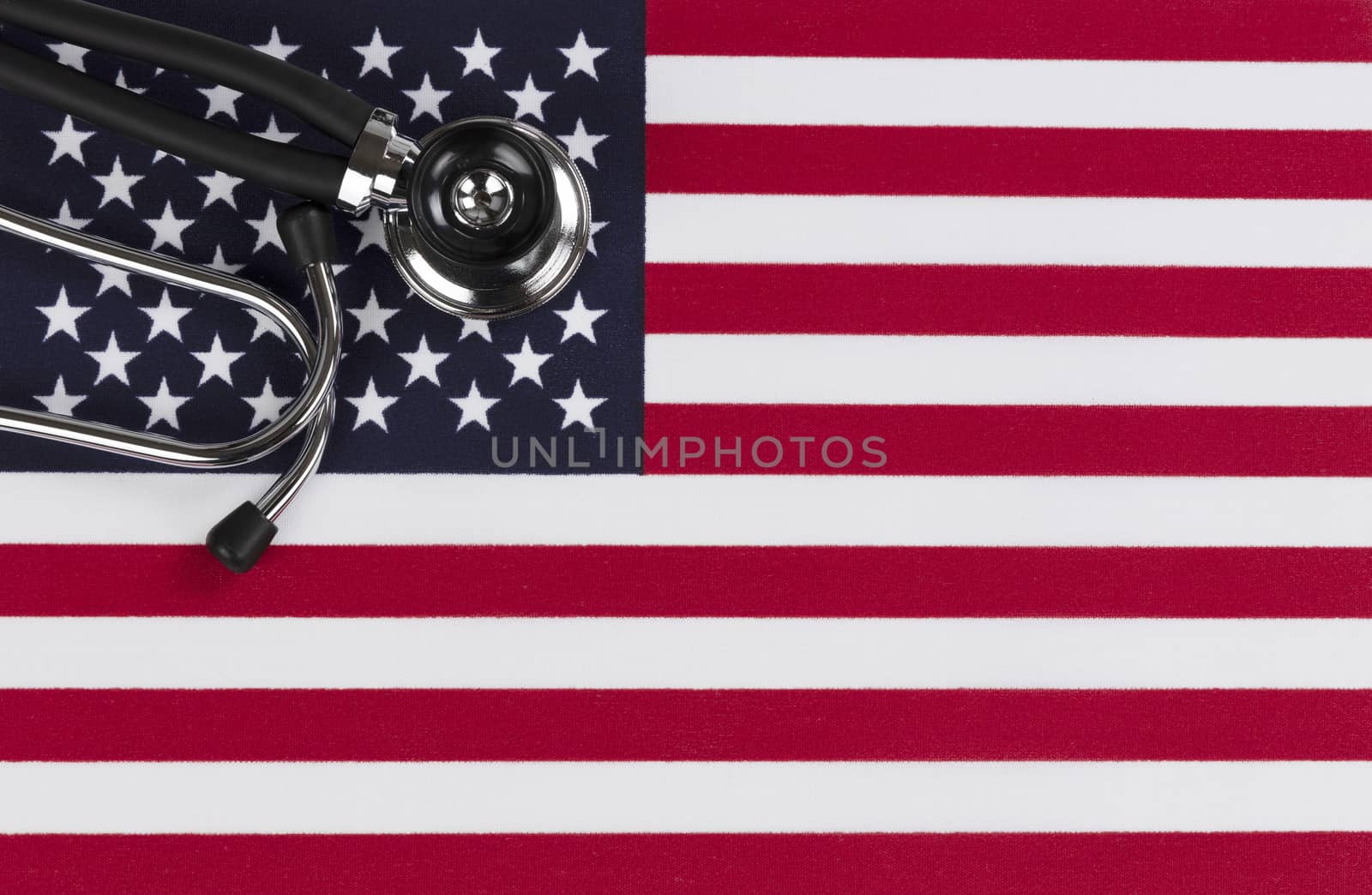 Medical stethoscope with United State flag as background with am by tab1962