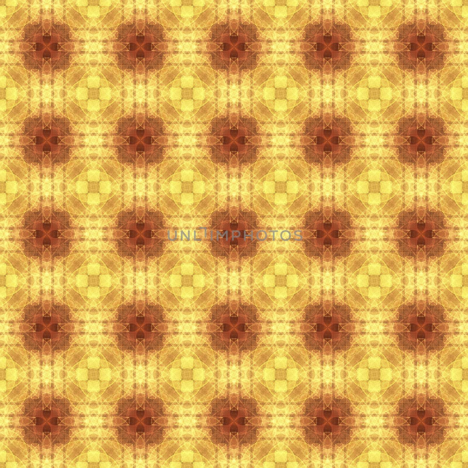 Drawing of Fractal seamless pattern in yellow colors