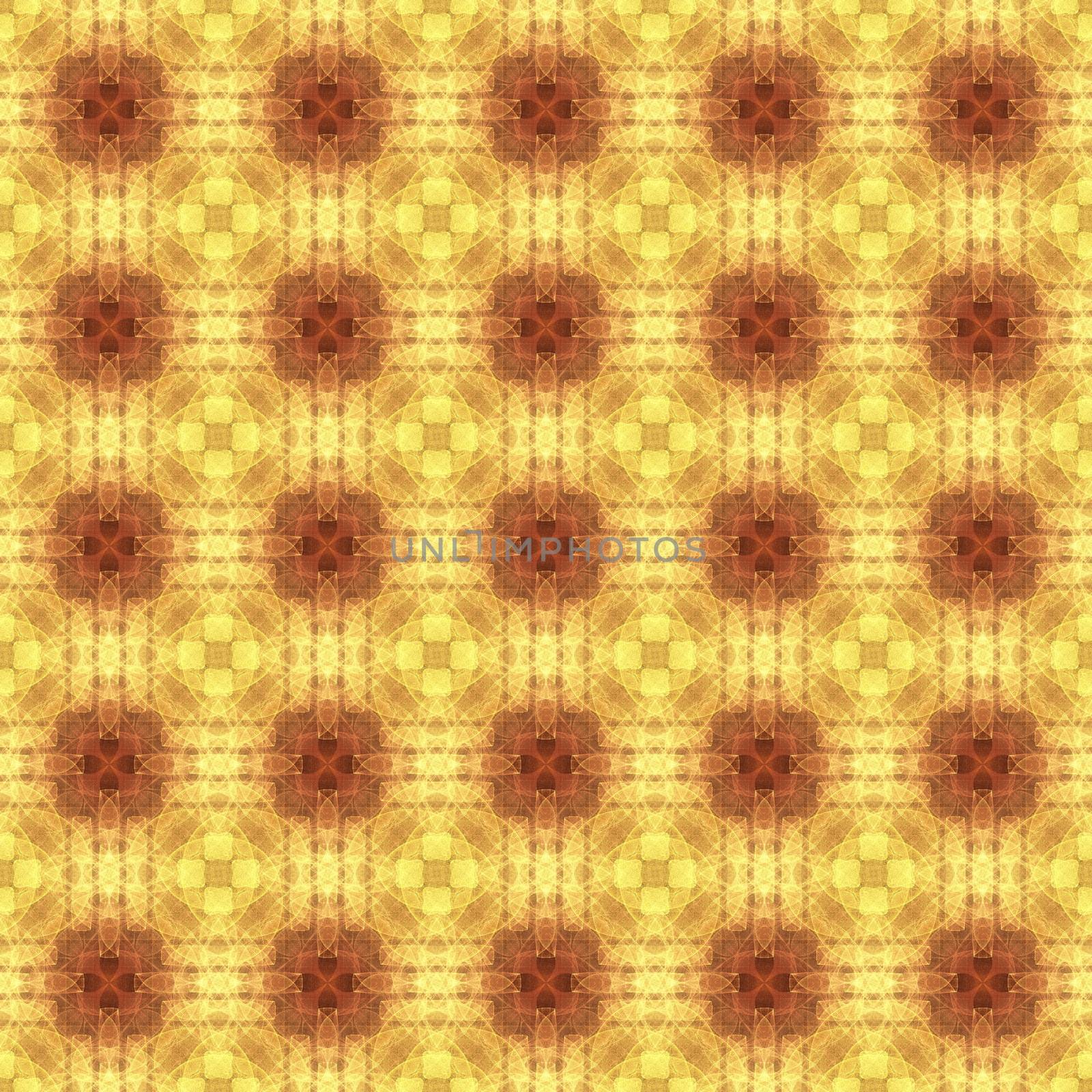 Drawing of Fractal seamless pattern in yellow colors