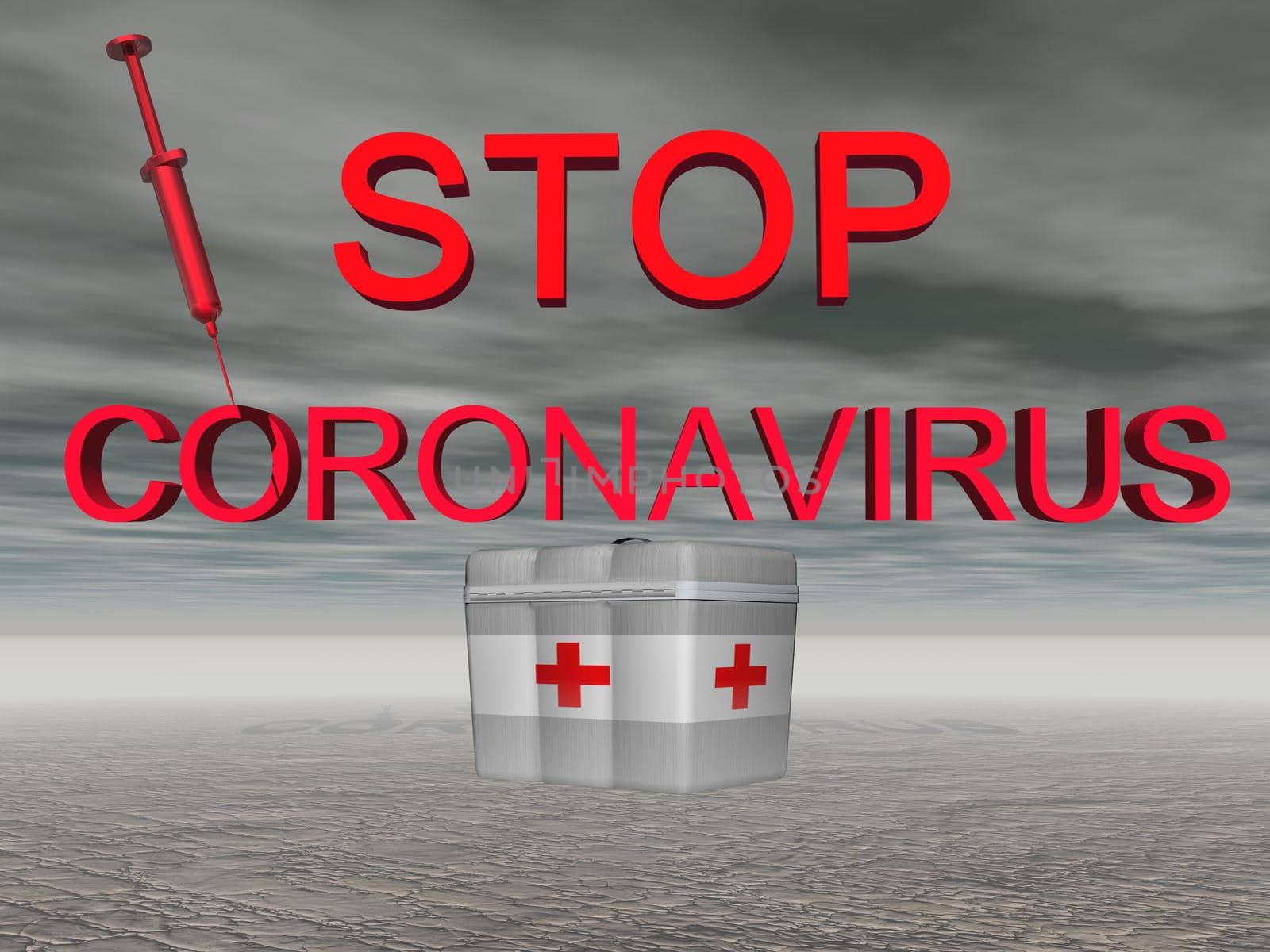 stop coronavirus and sky clouds - 3d rendering