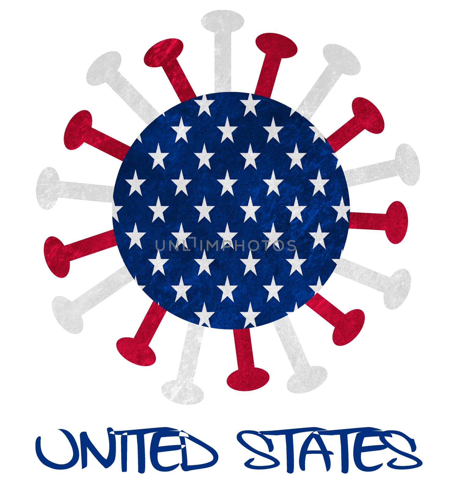 The national flag of the United States with corona virus or bact by michaklootwijk