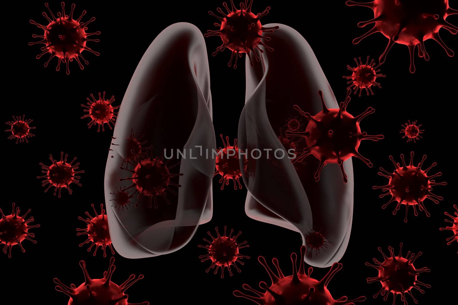 Medical 3d illustration infected with Coronavirus COVID-19, a respiratory cell virus influenza virus in China.