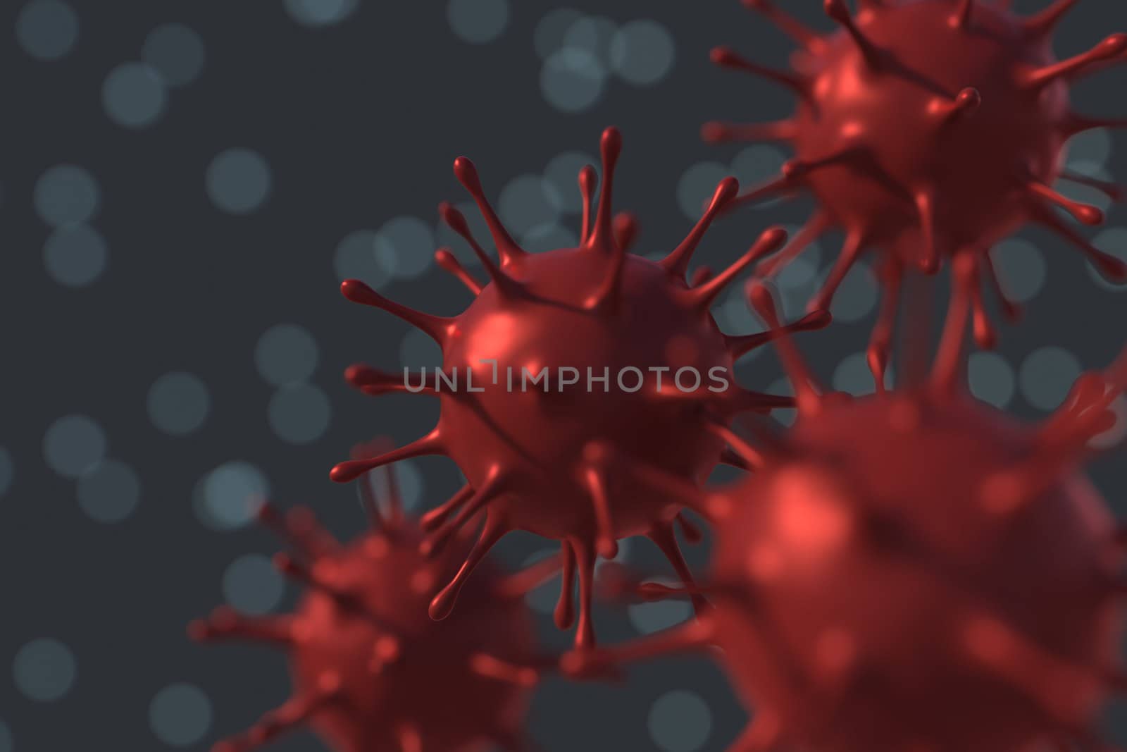 Medical 3d illustration infected with Coronavirus COVID-19, a respiratory cell virus influenza virus in China.