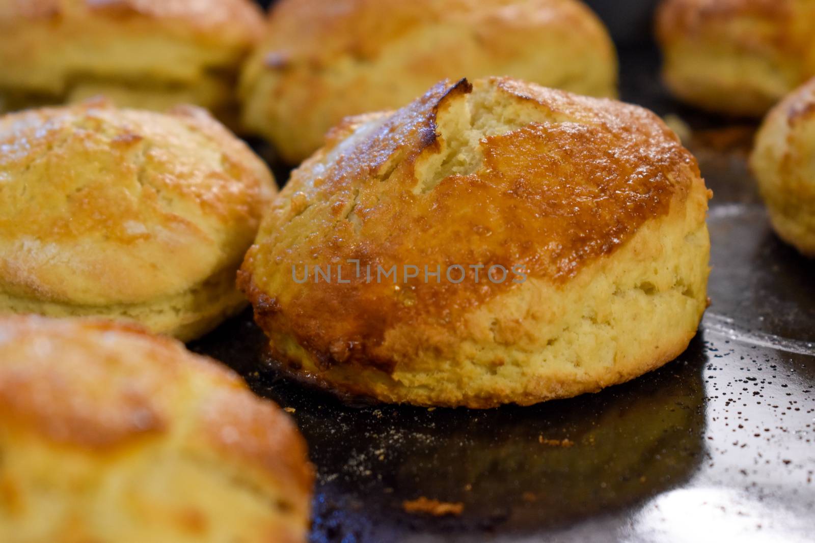 A close up of home made baked scones by benentaylor