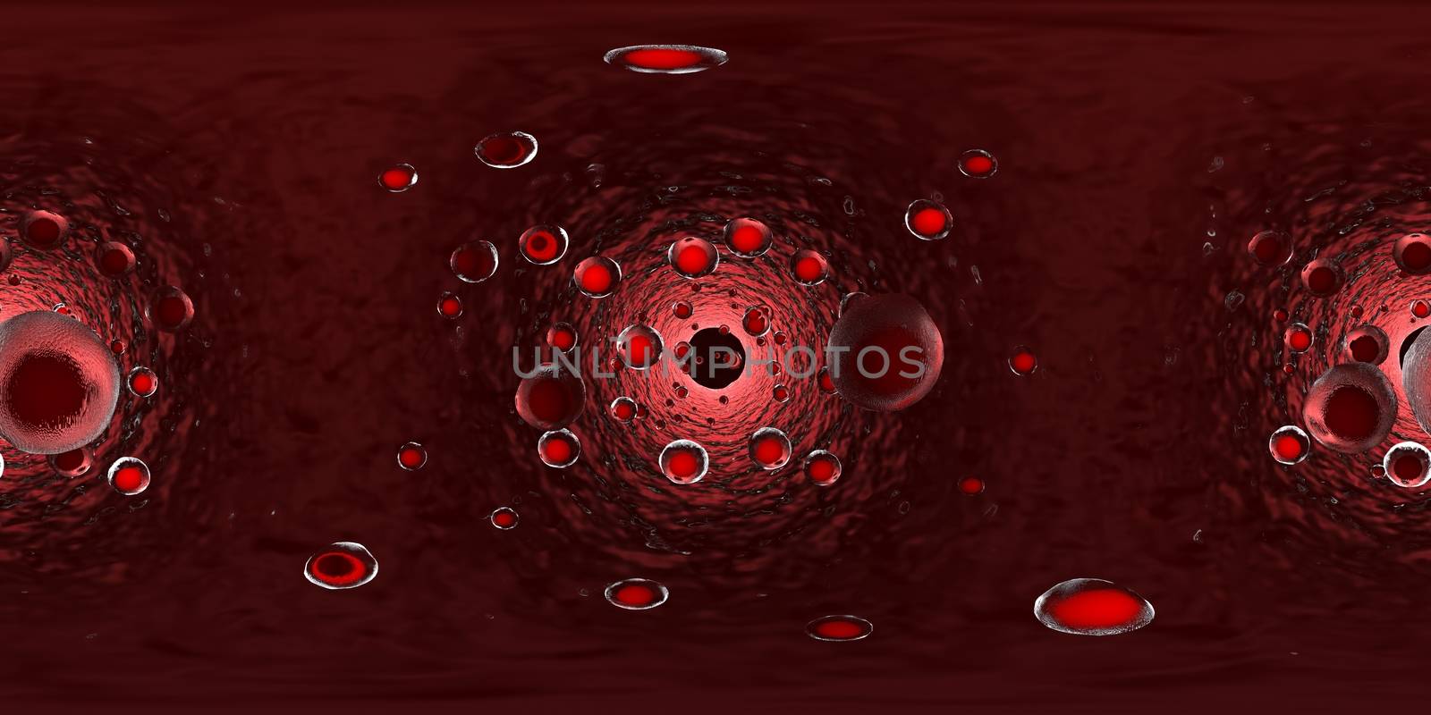 Equirectangular panoramic 360 VR image,  The medical panoramic background, 3d rendering of Cell biology deals with the smallest unit of life.