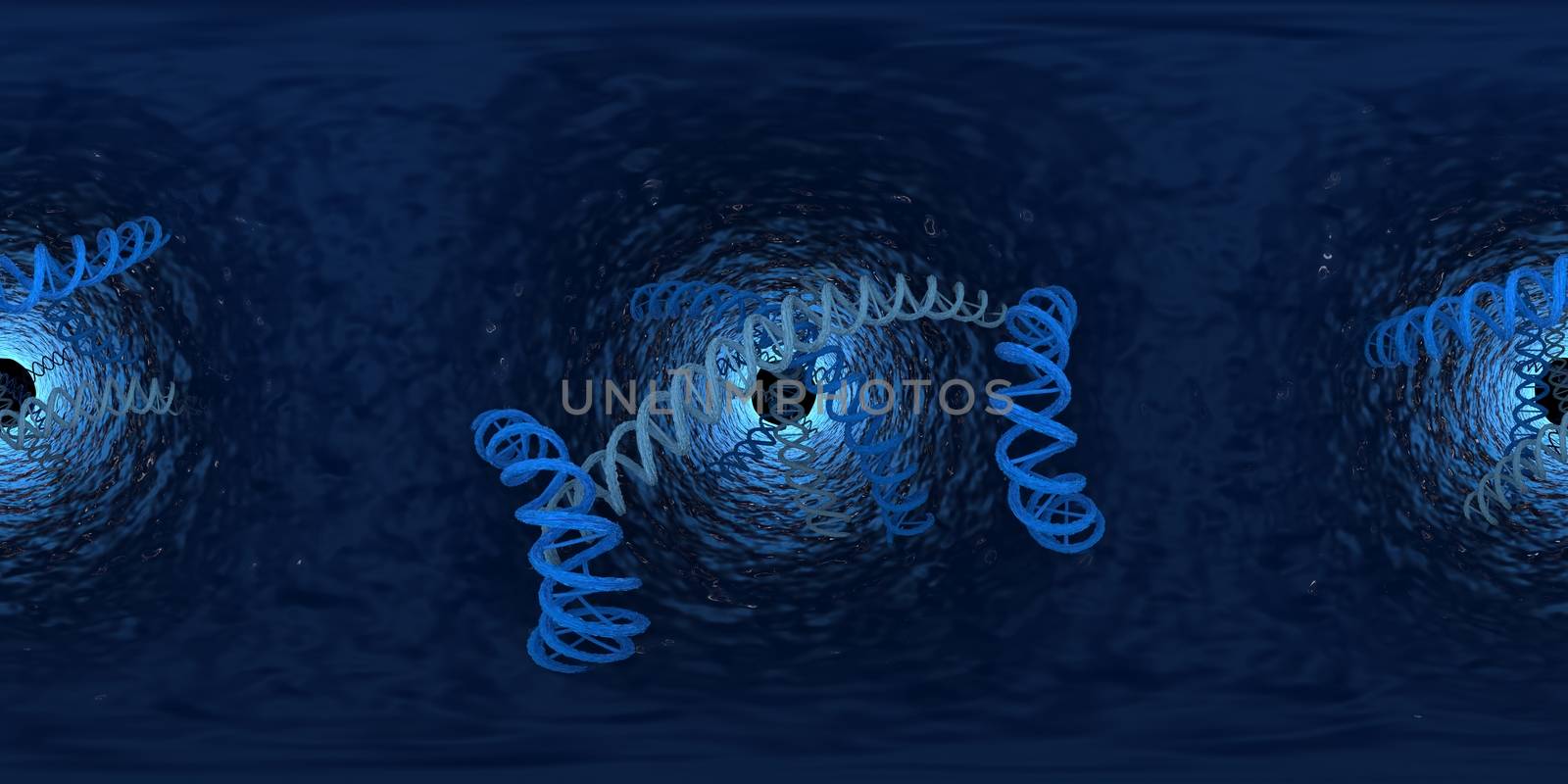 3d illustration of DNA deoxyribonucleic acid structure. Equirectangular  360 VR image.  The medical panoramic background.