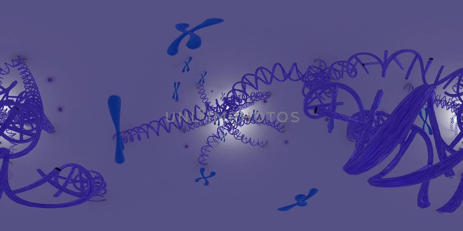 3d illustration of DNA deoxyribonucleic acid structure. Equirectangular  360 VR image.  The medical panoramic background.