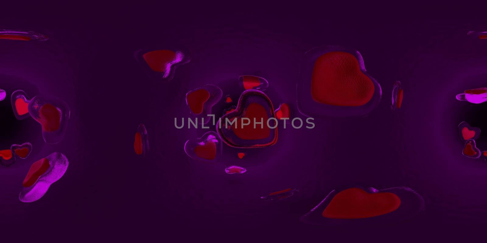 3d rendering of erythrocyte or red blood corpuscle.  Equirectangular  360 VR image.  The medical panoramic background.