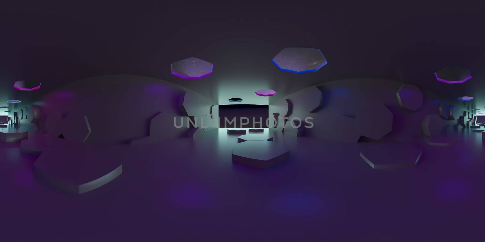 3d illustration, 3d rendering, vr 360 panorama abstract images of the geometry background