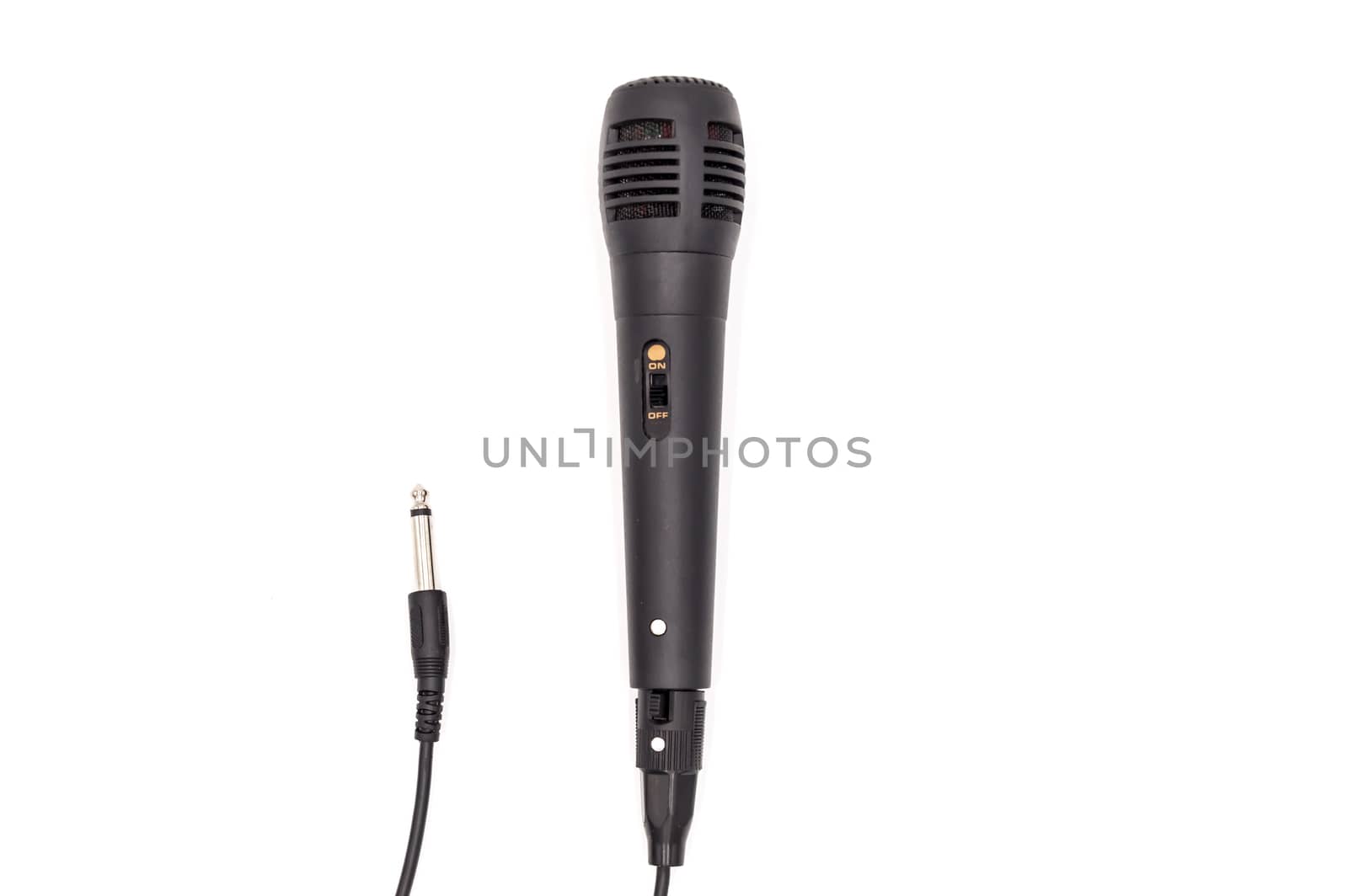 Black karaoke microphone with its connection  by Philou1000