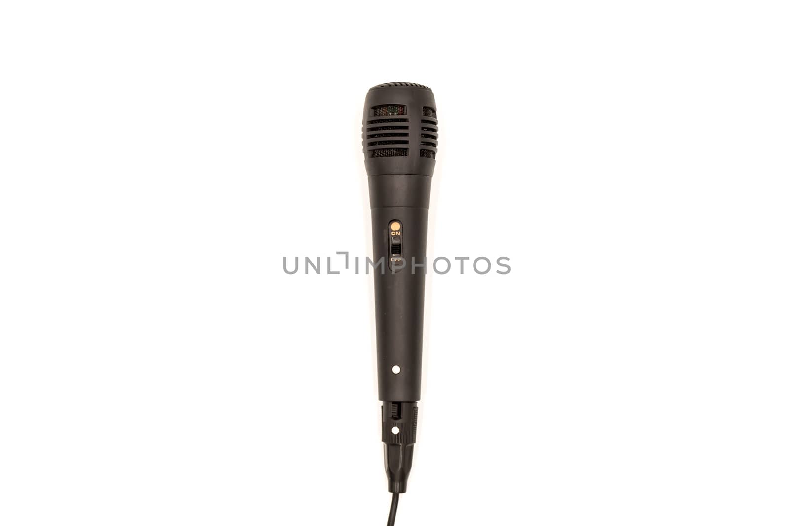 Karaoke microphone in black color on a white background