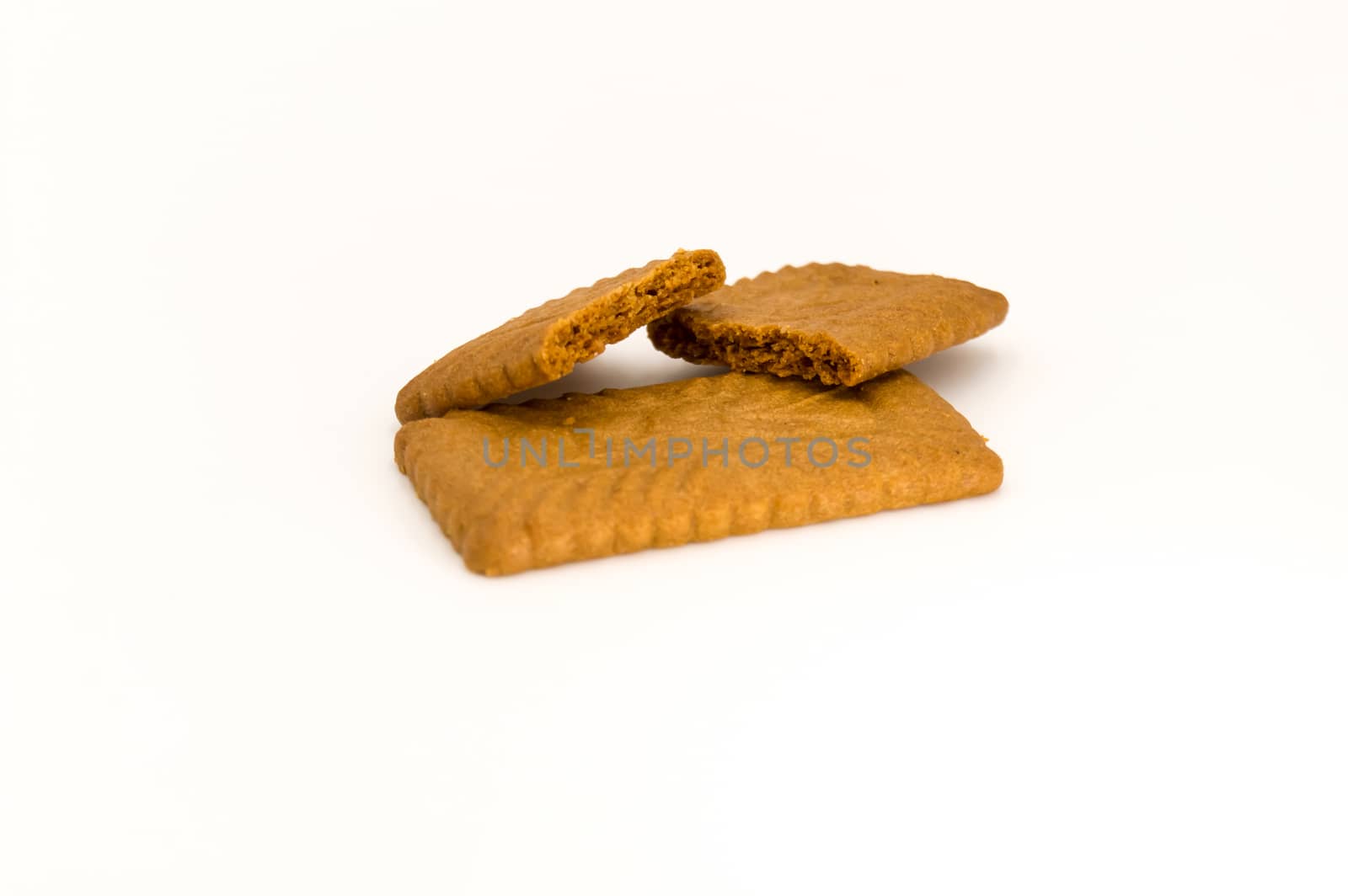 Speculoos cakes of rectangular shape on a white background