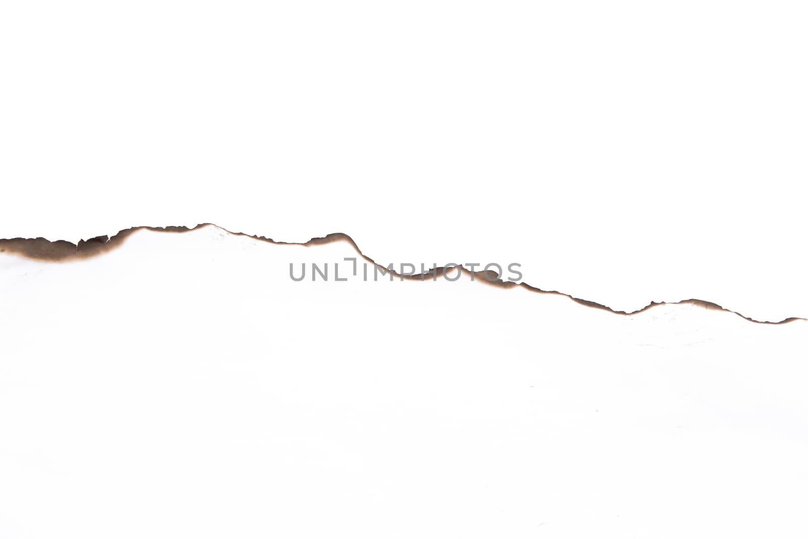 Paper burned old grunge on white background with clipping path
