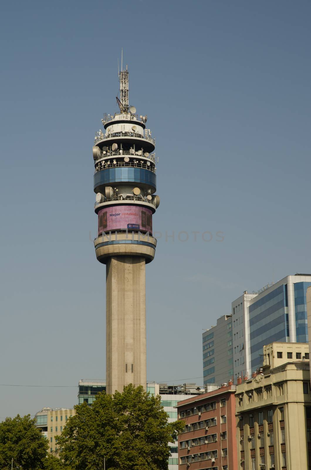 Entel Tower in the Libertador Bernardo O'Higgins Avenue. Santiago de Chile. Chile.