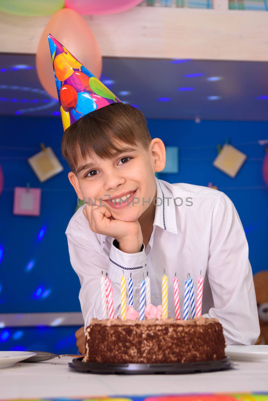 Portrait of the birthday boy at the birthday party