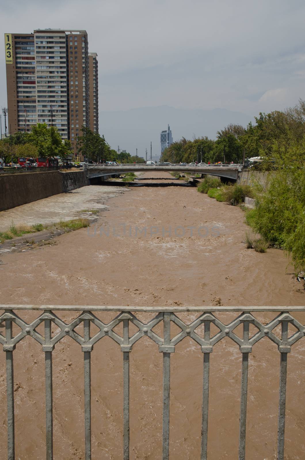 Mapocho river in Santiago de Chile. Chile.