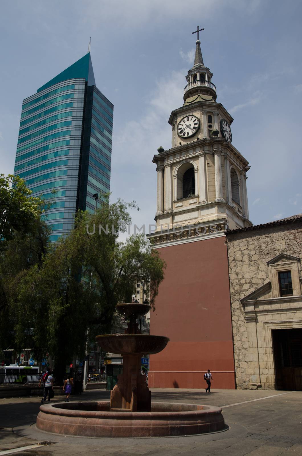 San Francisco Church and skyscraper in Santiago de Chile. by VictorSuarez