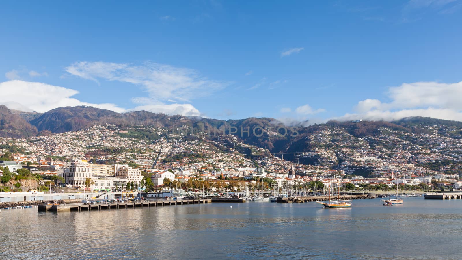 The waterfront of Funchal on the Portuguese island of Madeira.