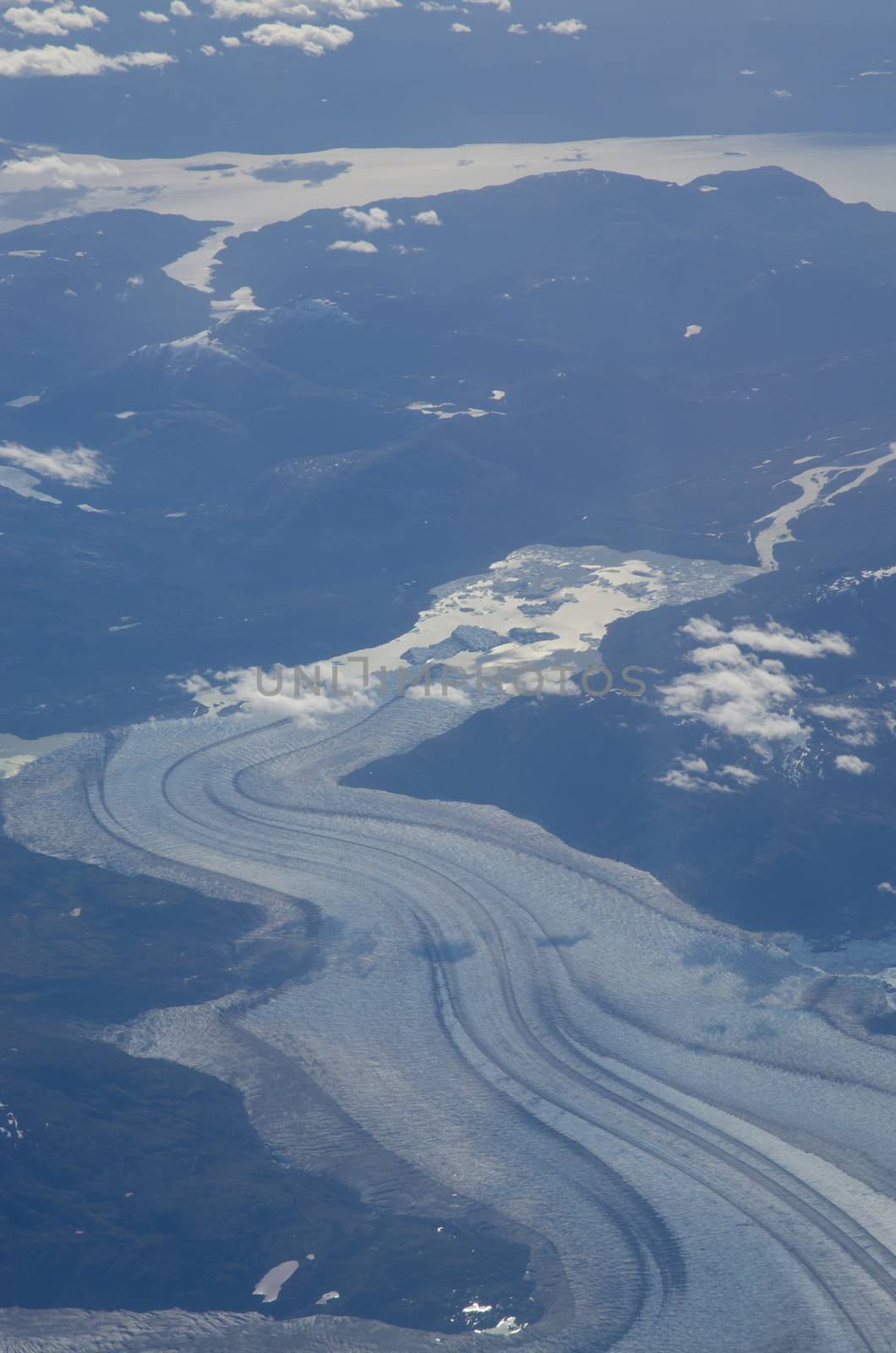 Aerial view of a glacier. Chilean Patagonia. Chile.