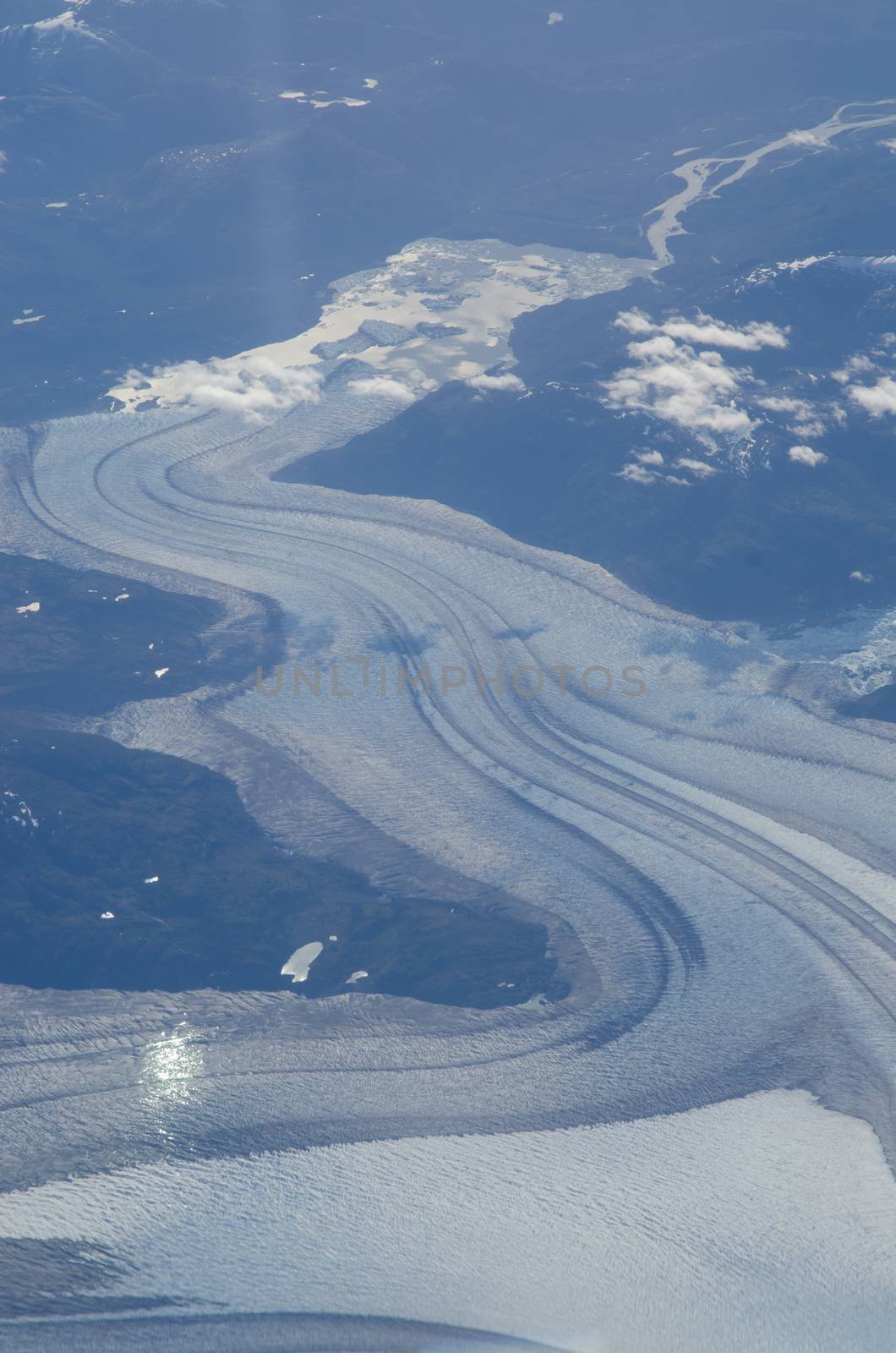 Aerial view of a glacier in the Chilean Patagonia. by VictorSuarez